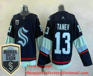 Men's Seattle Kraken #13 Brandon Tanev Navy 2021 22 Season Inaugural Authentic Jersey