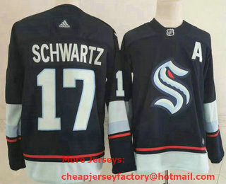 Men's Seattle Kraken #17 Jaden Schwartz Navy Blue Adidas Stitched NHL Jersey