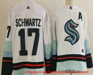 Men's Seattle Kraken #17 Jaden Schwartz White Authentic Jersey
