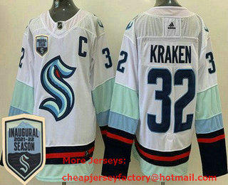 Men's Seattle Kraken #32 Kraken White 2021-22 Season Inaugural Authentic Jersey