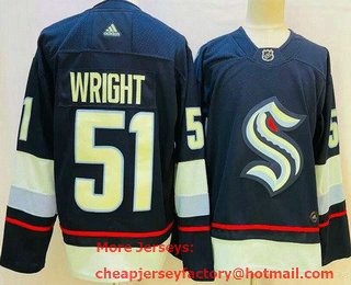 Men's Seattle Kraken #51 Shane Wright Navy Authentic Jersey