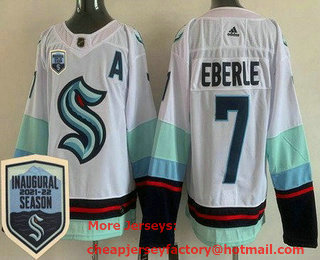 Men's Seattle Kraken #7 Jordan Eberle White 2021-22 Season Inaugural Stitched Jersey