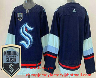 Men's Seattle Kraken Blank Navy 2021-22 Season Inaugural Authentic Jersey