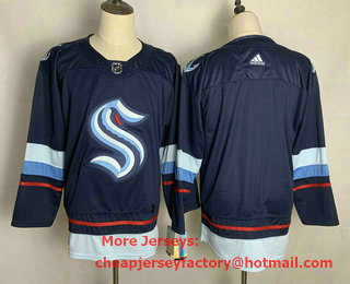 Men's Seattle Kraken Blank Navy Blue Stitched Adidas NHL Jersey