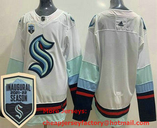 Men's Seattle Kraken Blank White 2021-22 Season Inaugural Authentic Jersey