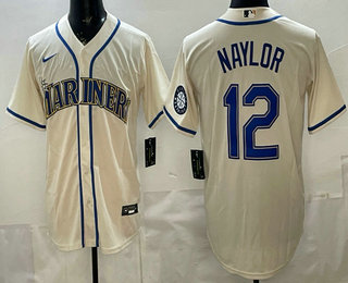 Men's Seattle Mariners #12 Josh Naylor Gream Cool Base Jersey