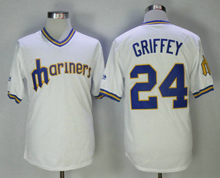 Men's Seattle Mariners #24 Ken Griffey Jr. White Pullover MLB Baseball Jersey