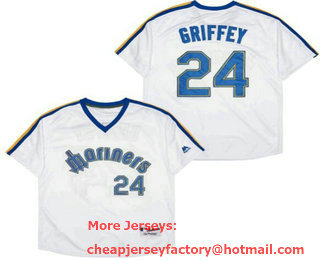 Men's Seattle Mariners #24 Ken Griffey White 1979 Turn Back The Clock Jersey
