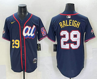Men's Seattle Mariners #29 Cal Raleigh Number Navy 2025 All Star Limited Stitched Jersey