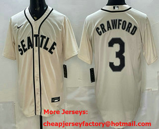 Men's Seattle Mariners #3 JP Crawford Cream With Name Alternate Stitched Baseball Jersey
