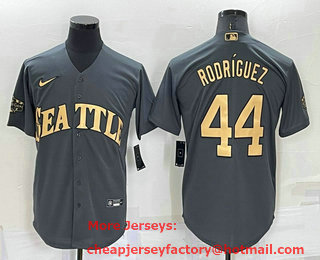 Men's Seattle Mariners #44 Julio Rodriguez Grey 2022 All Star Stitched Cool Base Nike Jersey