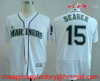 Men's Seattle Mariners Kyle Seager #15 White Stitched MLB Flex Base Jersey