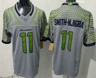 Men's Seattle Seahawks #11 Jaxon Smith Njigba Limited Gray Rivalries FUSE Vapor Jersey