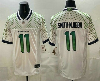 Men's Seattle Seahawks #11 Jaxon Smith Njigba Limited White Rivalries FUSE Vapor Jersey