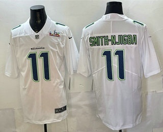 Men's Seattle Seahawks #11 Jaxon Smith-Njigba White 2025 Super Bowl LX Patch Fashion Vapor Limited Jersey