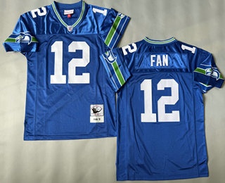 Men's Seattle Seahawks #12 Fan Blue Throwback Jersey