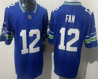 Men's Seattle Seahawks #12 Fan Limited Blue Throwback FUSE Vapor Jersey