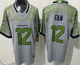 Men's Seattle Seahawks #12 Fan Limited Gray Rivalries FUSE Vapor Jersey