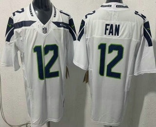 Men's Seattle Seahawks #12 Fan Limited White FUSE Vapor Jersey