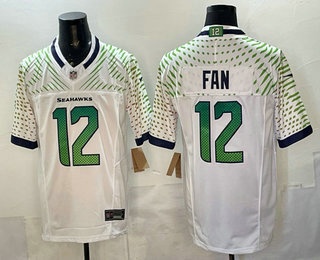 Men's Seattle Seahawks #12 Fan Limited White Rivalries FUSE Vapor Jersey