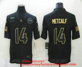 Men's Seattle Seahawks #14 D.K. Metcalf Black 2020 Salute To Service Stitched NFL Nike Limited Jersey