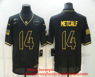 Men's Seattle Seahawks #14 D.K. Metcalf Black Gold 2020 Salute To Service Stitched NFL Nike Limited Jersey