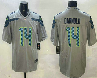 Men's Seattle Seahawks #14 Sam Darnold Grey Vapor Stitched Nike Limited Jersey