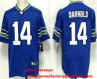 Men's Seattle Seahawks #14 Sam Darnold Limited Blue Throwback Vapor Jersey