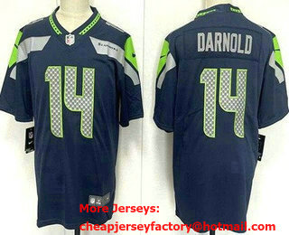 Men's Seattle Seahawks #14 Sam Darnold Limited Navy Vapor Jersey