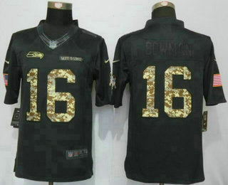 Men's Seattle Seahawks #16 Tyler Lockett Black Anthracite 2016 Salute To Service Stitched NFL Nike Limited Jersey