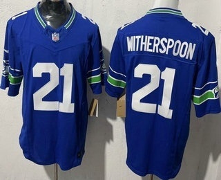 Men's Seattle Seahawks #21 Devon Witherspoon Limited Blue FUSE Vapor Jersey