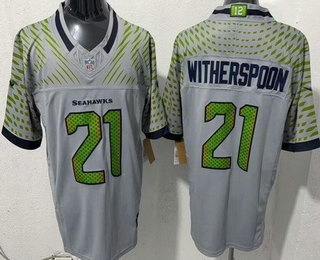 Men's Seattle Seahawks #21 Devon Witherspoon Limited Gray Rivalries FUSE Vapor Jersey