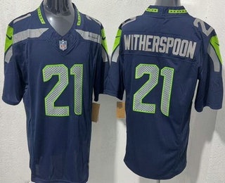 Men's Seattle Seahawks #21 Devon Witherspoon Limited Navy FUSE Vapor Jersey
