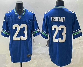 Men's Seattle Seahawks #23 Marcus Trufant Limited Blue Throwback FUSE Vapor Jersey