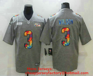 Men's Seattle Seahawks #3 Russell Wilson 2020 Grey Crucial Catch Limited Stitched NFL Jersey