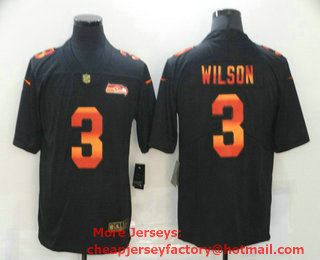 Men's Seattle Seahawks #3 Russell Wilson Black Red Orange Stripe Vapor Limited Nike NFL Jersey