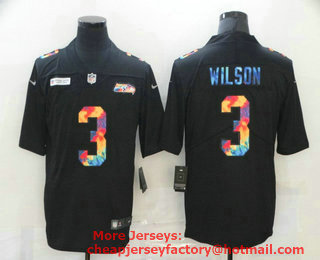 Men's Seattle Seahawks #3 Russell Wilson Multi-Color Black 2020 NFL Crucial Catch Vapor Untouchable Nike Limited Jersey