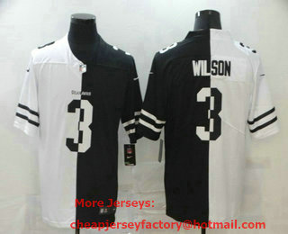 Men's Seattle Seahawks #3 Russell Wilson White Black Peaceful Coexisting 2020 Vapor Untouchable Stitched NFL Nike Limited Jersey