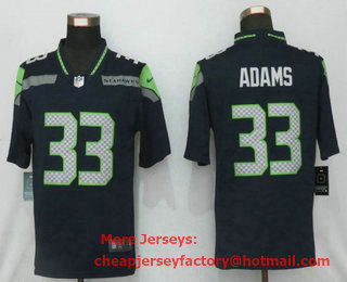 Men's Seattle Seahawks #33 Jamal Adams Navy Blue 2020 Vapor Untouchable Stitched NFL Nike Limited Jersey