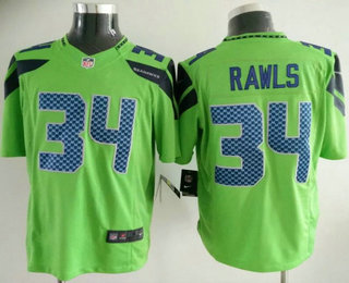 Men's Seattle Seahawks #34 Thomas Rawls Green 2016 Color Rush Stitched NFL Nike Limited Jersey