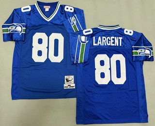 Men's Seattle Seahawks #80 Steve Largent Blue Throwback Jersey