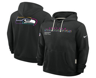 Men's Seattle Seahawks Black 2025 Crucial Catch Club Pullover Hoodie