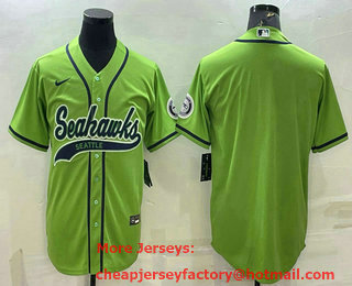 Men's Seattle Seahawks Blank Green With Patch Cool Base Stitched Baseball Jersey
