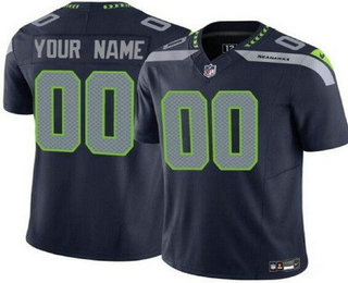 Men's Seattle Seahawks Customized Limited Navy FUSE Vapor Jersey