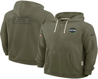 Men's Seattle Seahawks Olive 2025 Salute to Service Pullover Hoodie