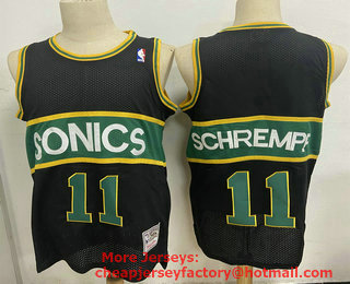 Men's Seattle SuperSonics #11 Detlef Schrempf Black Hardwood Classics Soul Swingman Throwback Jersey