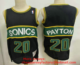 Men's Seattle SuperSonics #20 Gary Payton Black Hardwood Classics Soul Swingman Throwback Jersey