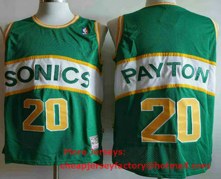 Men's Seattle Supersonics #20 Gary Payton 1994-95 Green Hardwood Classics Soul Swingman Throwback Jersey
