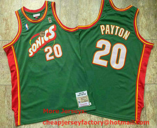 Men's Seattle Supersonics #20 Gary Payton 1995-96 Green Hardwood Classics Soul AU Throwback Jersey