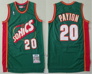 Men's Seattle Supersonics #20 Gary Payton 1995-96 Green Hardwood Classics Soul Swingman Throwback Jersey